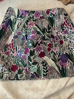 Floral Print Mini Skirt in Purple and Green